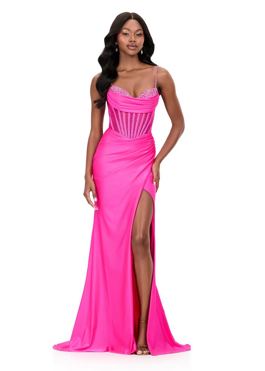 ASHLEYlauren Ruched Corset Prom Dress 12173 - Image 9