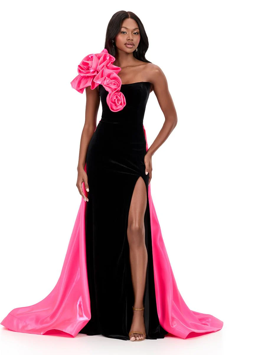 ASHLEYlauren Velvet Satin Overskirt Prom Dress 12174