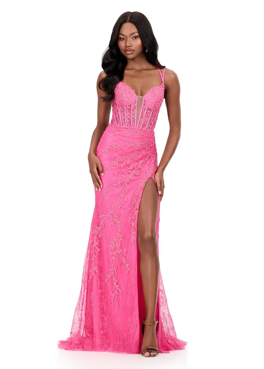 ASHLEYlauren Lace Corset Prom Dress 12189 - Image 3