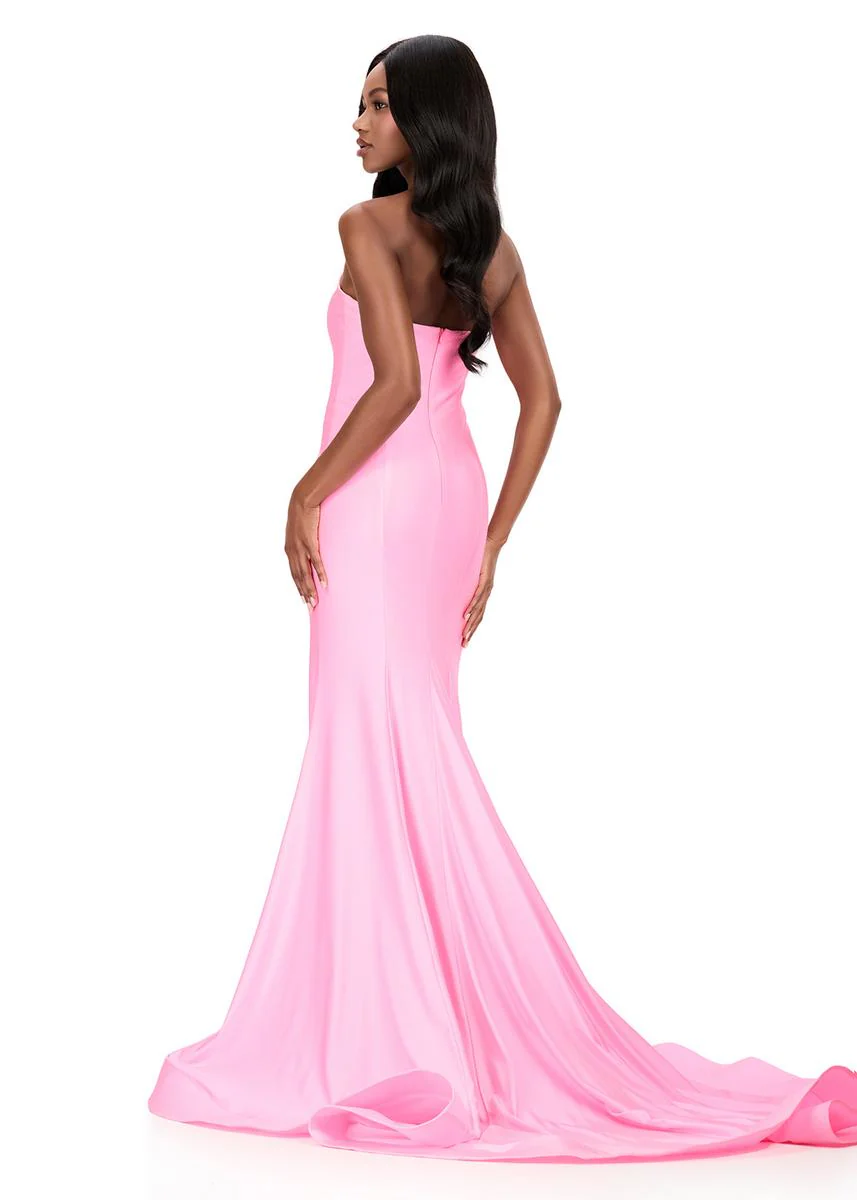 ASHLEYlauren Plunging Bead Accented Prom Dress 12191 - Image 2