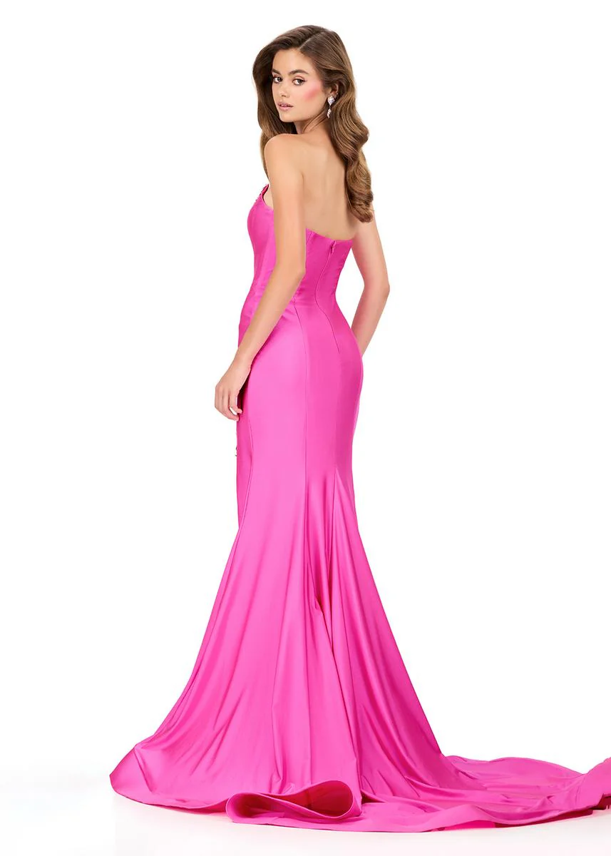 ASHLEYlauren Plunging Bead Accented Prom Dress 12191 - Image 4