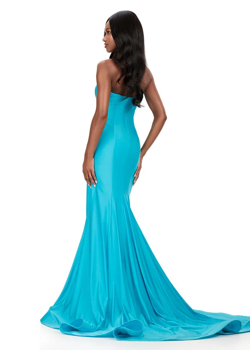 ASHLEYlauren Plunging Bead Accented Prom Dress 12191 - Image 6