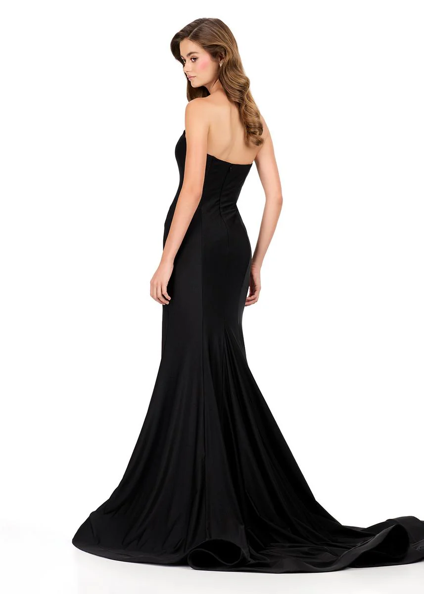 ASHLEYlauren Plunging Bead Accented Prom Dress 12191 - Image 8