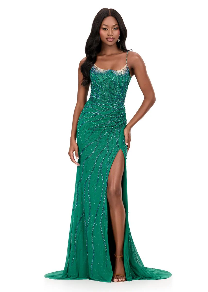 ASHLEYlauren Tight Beaded Prom Dress 12195 - Image 9
