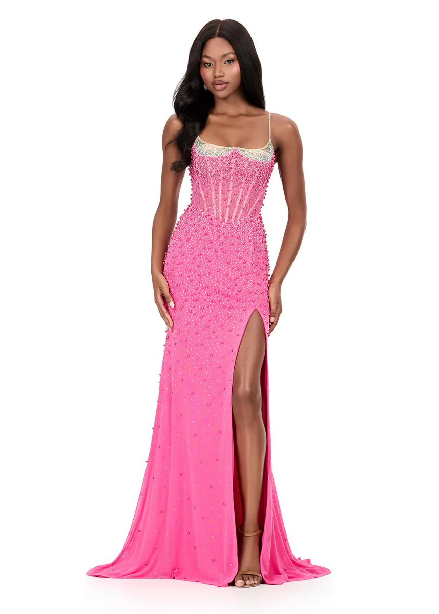 ASHLEYlauren Pearl Hot Stone Prom Dress 12196