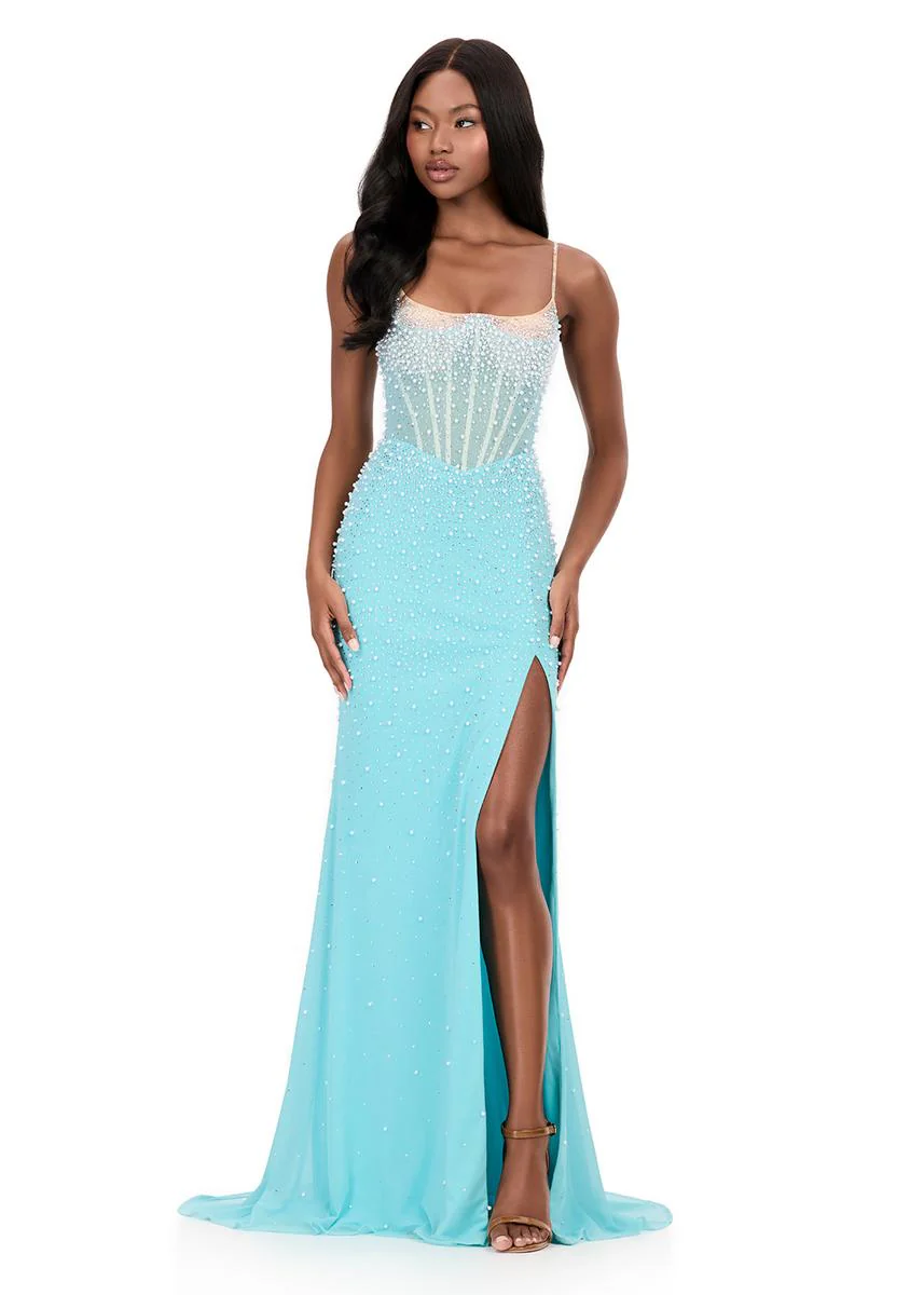 ASHLEYlauren Pearl Hot Stone Prom Dress 12196 - Image 3