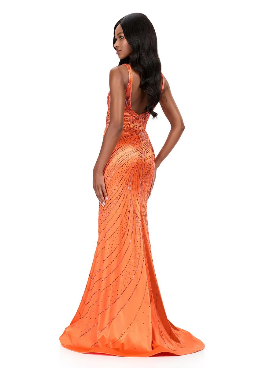 ASHLEYlauren Plunging Hot Stone Prom Dress 12203 - Image 6
