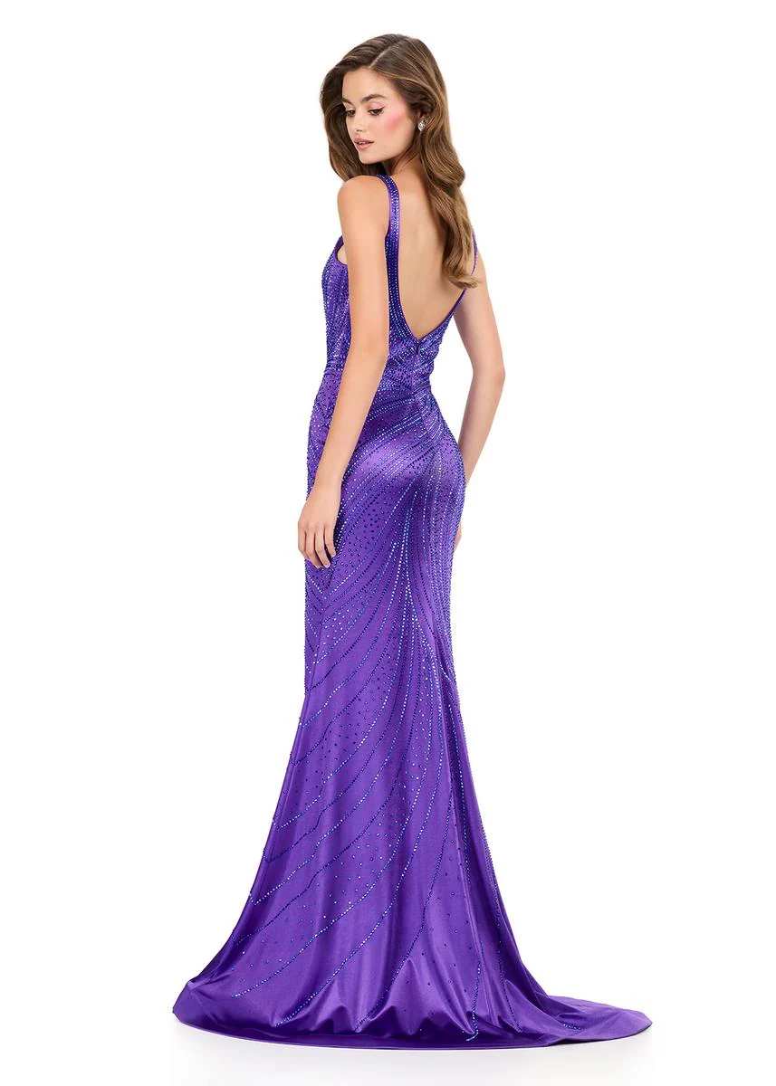 ASHLEYlauren Plunging Hot Stone Prom Dress 12203 - Image 8