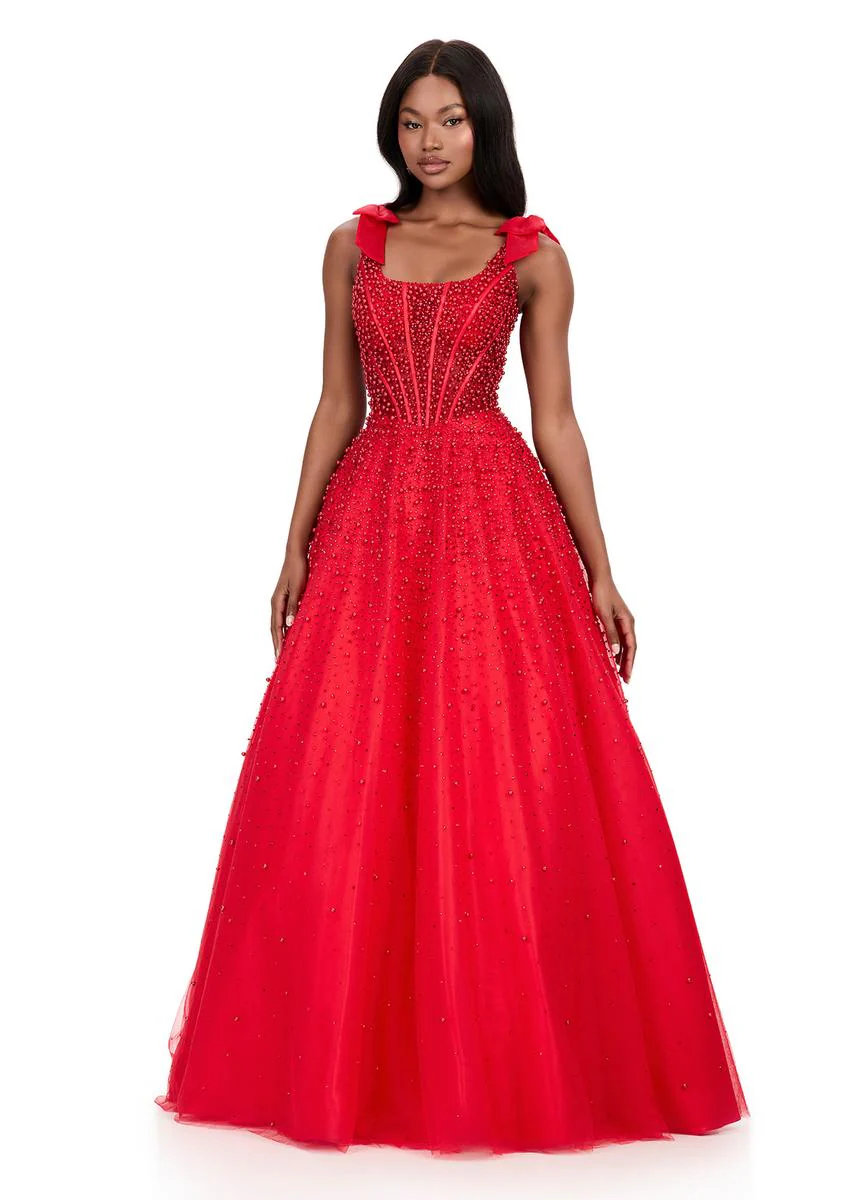 ASHLEYlauren Illusion Corset Beaded Ball Gown Dress 12204 - Image 3