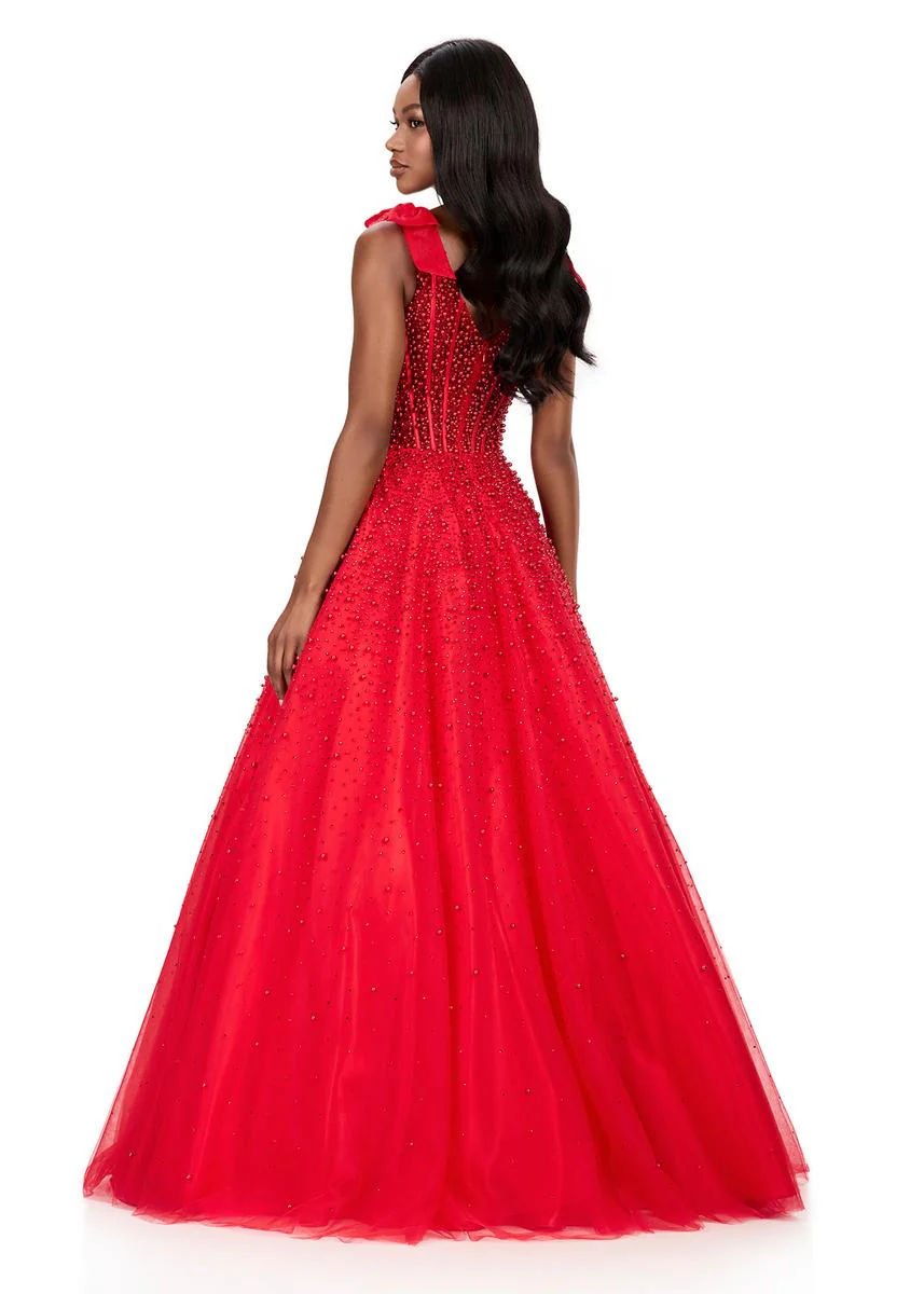 ASHLEYlauren Illusion Corset Beaded Ball Gown Dress 12204 - Image 4