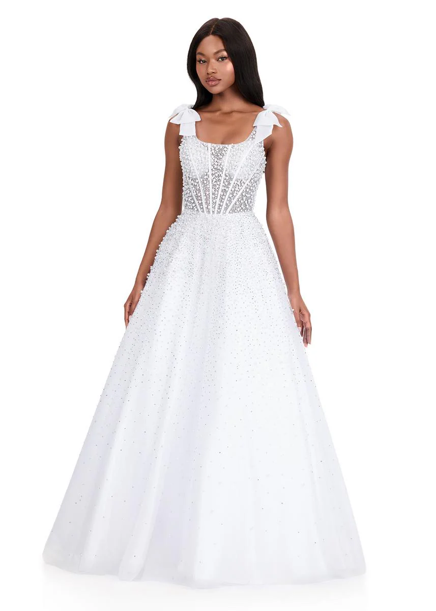 ASHLEYlauren Illusion Corset Beaded Ball Gown Dress 12204 - Image 5