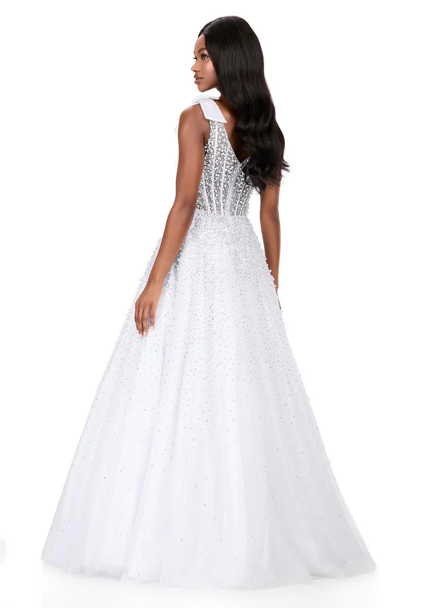 ASHLEYlauren Illusion Corset Beaded Ball Gown Dress 12204 - Image 6
