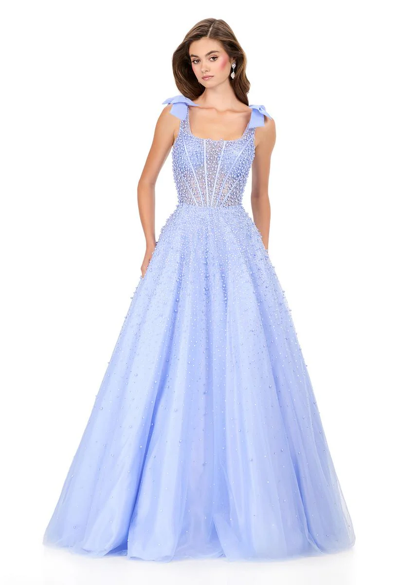 ASHLEYlauren Illusion Corset Beaded Ball Gown Dress 12204 - Image 7