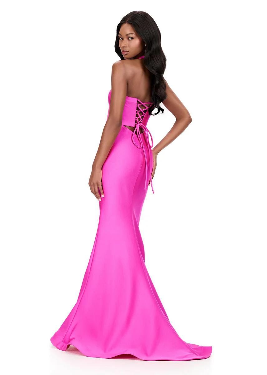 ASHLEYlauren Fitted Halter Prom Dress 12205 - Image 10