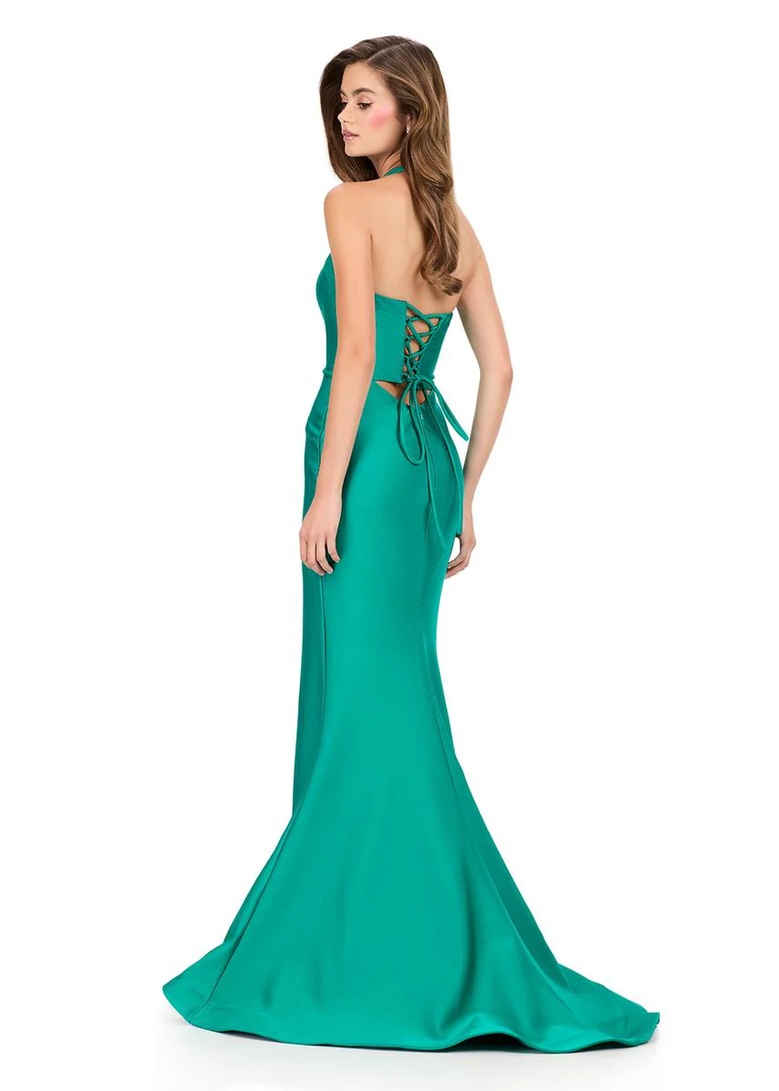 ASHLEYlauren Fitted Halter Prom Dress 12205 - Image 4