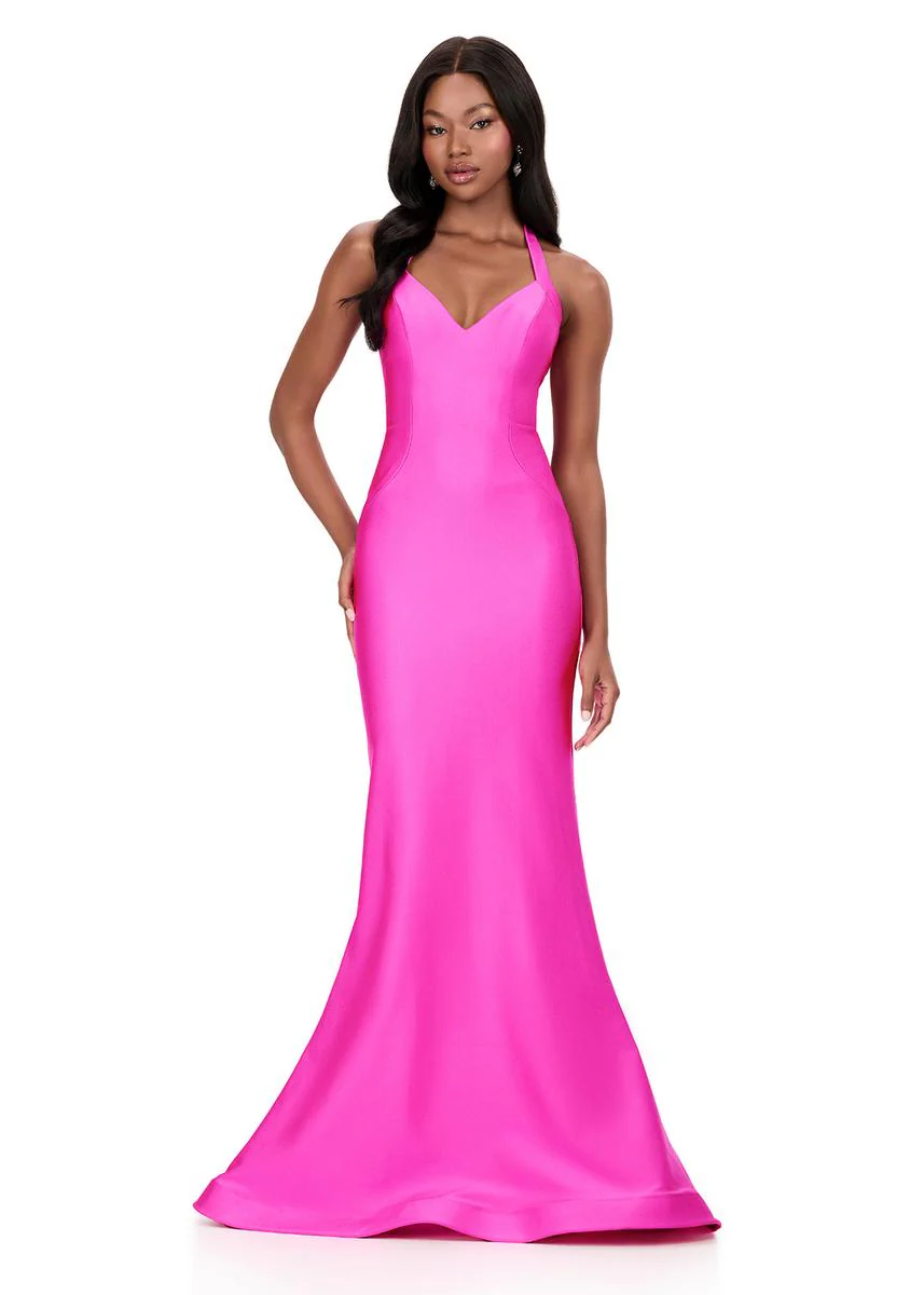 ASHLEYlauren Fitted Halter Prom Dress 12205 - Image 9