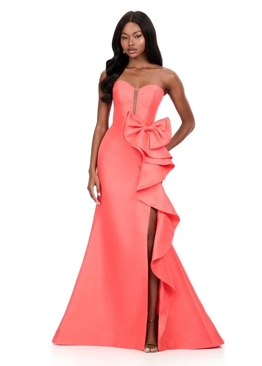 ASHLEYlauren Strapless Side Ruffle Prom Dress 12212 - Image 15