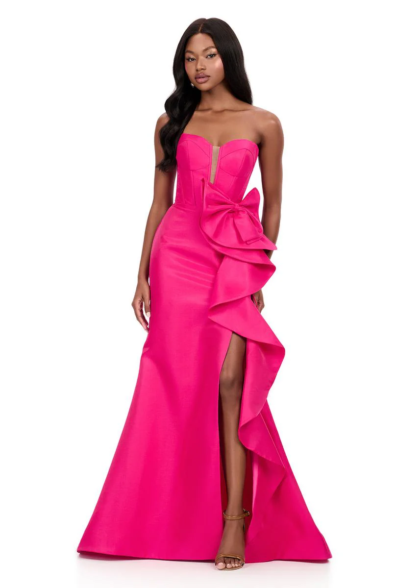 ASHLEYlauren Strapless Side Ruffle Prom Dress 12212 - Image 21