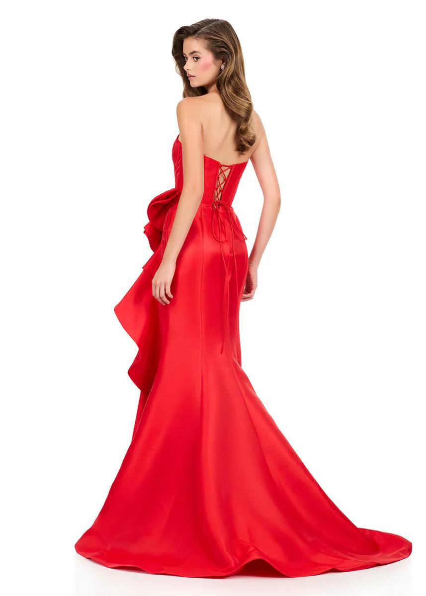 ASHLEYlauren Strapless Side Ruffle Prom Dress 12212 - Image 8