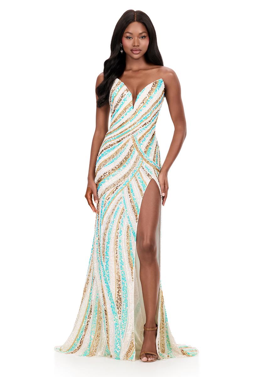 ASHLEYlauren Fitted Strapless Sequin Prom Dress 12218 - Image 9