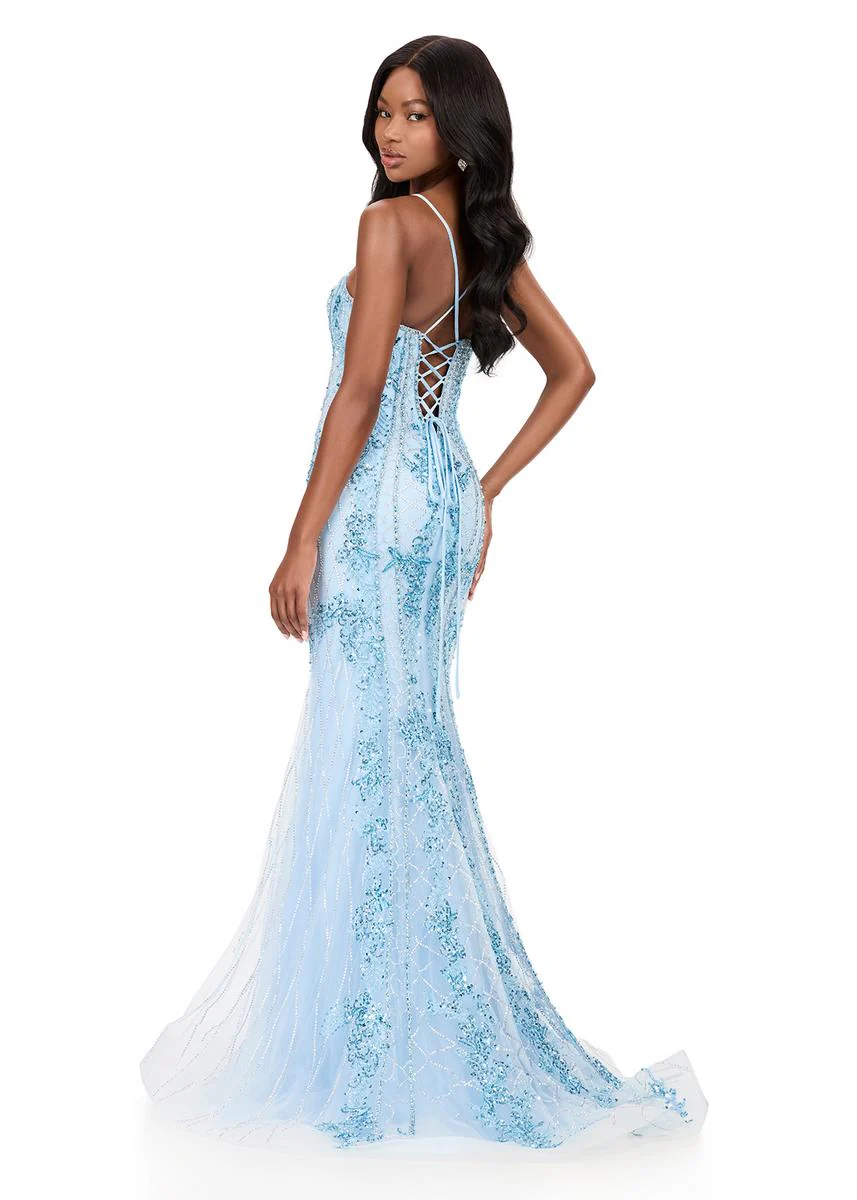 ASHLEYlauren Illusion Overlay Prom Dress 12221 - Image 10