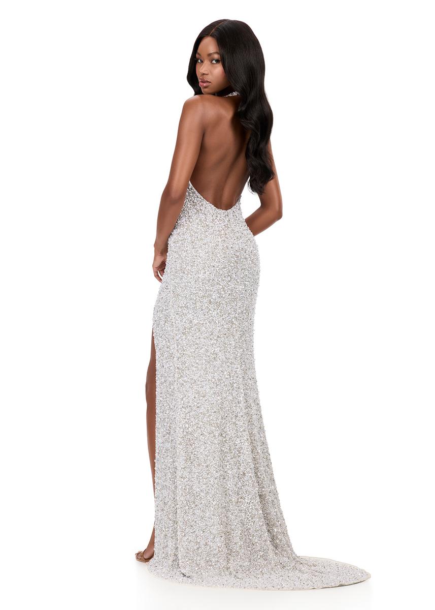 ASHLEYlauren Beaded Halter Fitted Prom Dress 12232 - Image 10