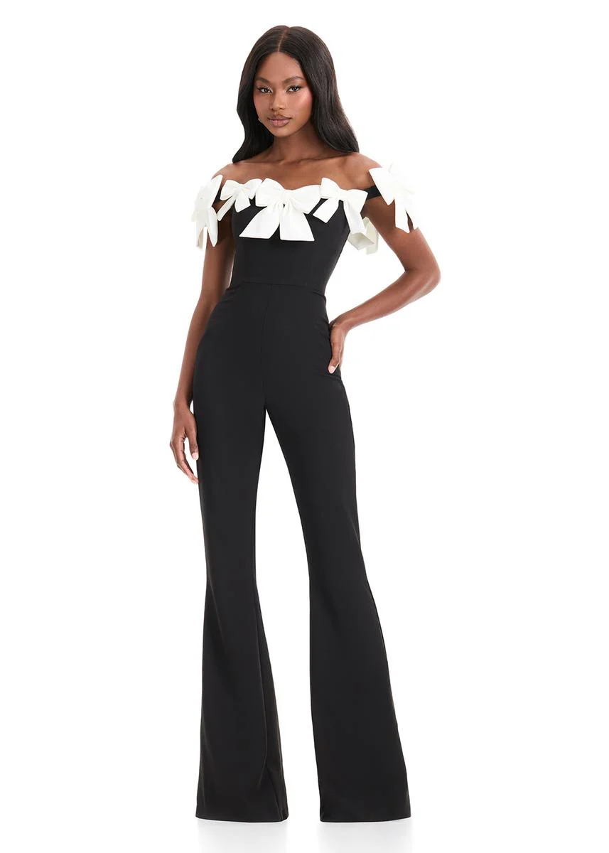 ASHLEYlauren Off Shoulder Bow Jumpsuit 12236 - Image 3