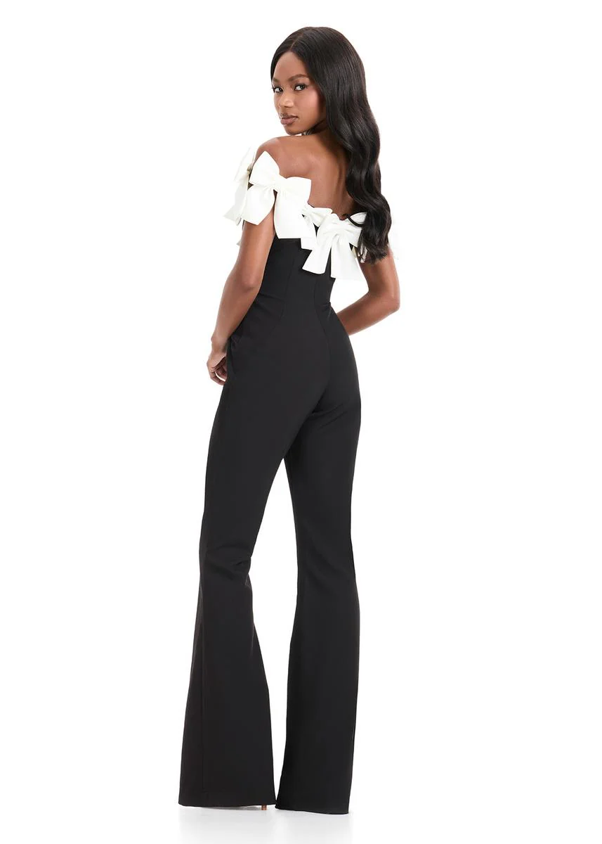 ASHLEYlauren Off Shoulder Bow Jumpsuit 12236 - Image 4