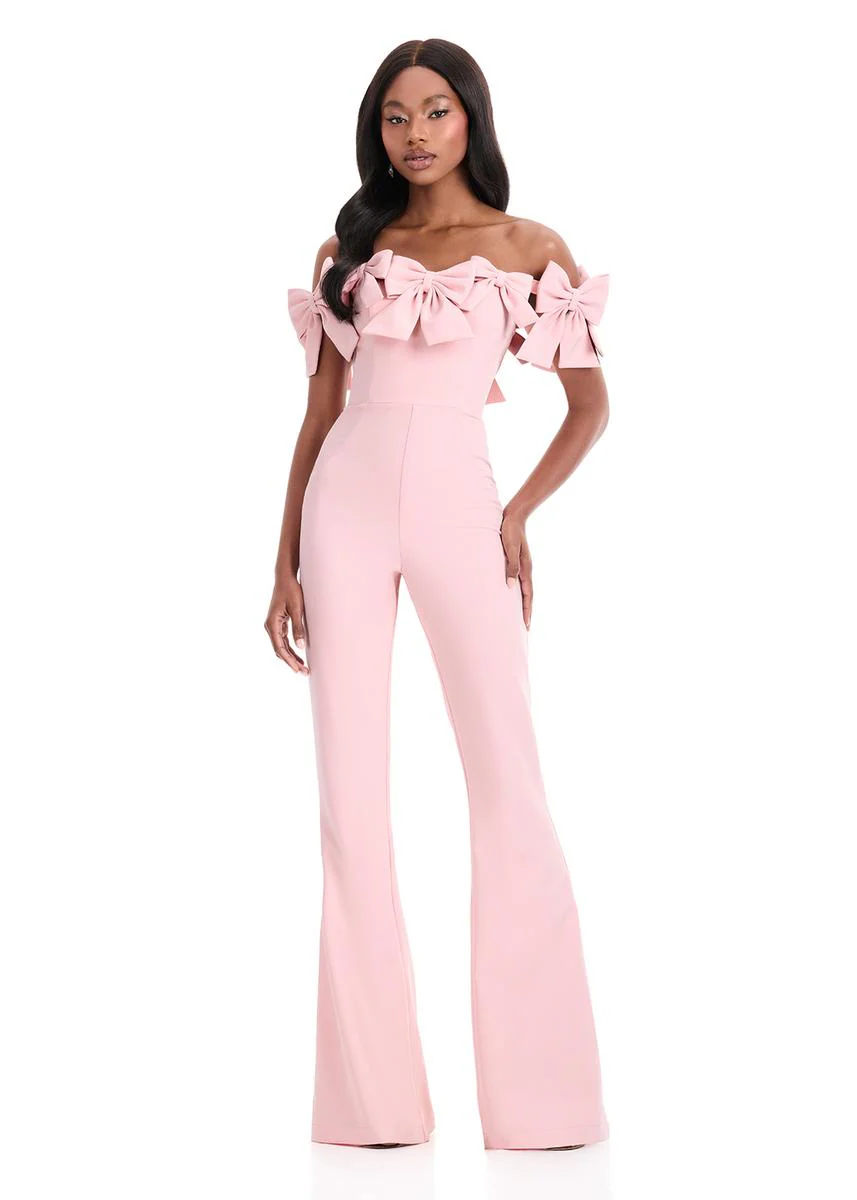ASHLEYlauren Off Shoulder Bow Jumpsuit 12236 - Image 5