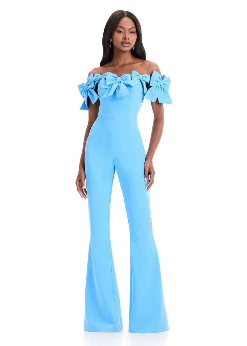 ASHLEYlauren Off Shoulder Bow Jumpsuit 12236 - Image 9