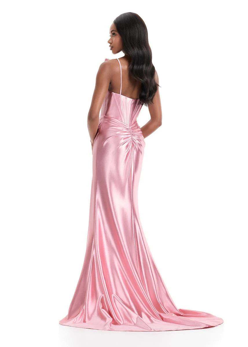 ASHLEYlauren Fitted Bow Shoulder Dress 12239 - Image 4
