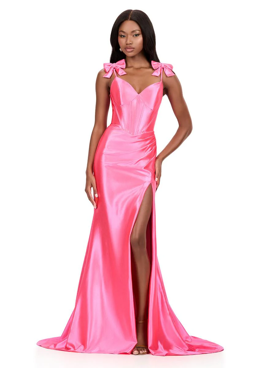 ASHLEYlauren Fitted Bow Shoulder Dress 12239 - Image 6