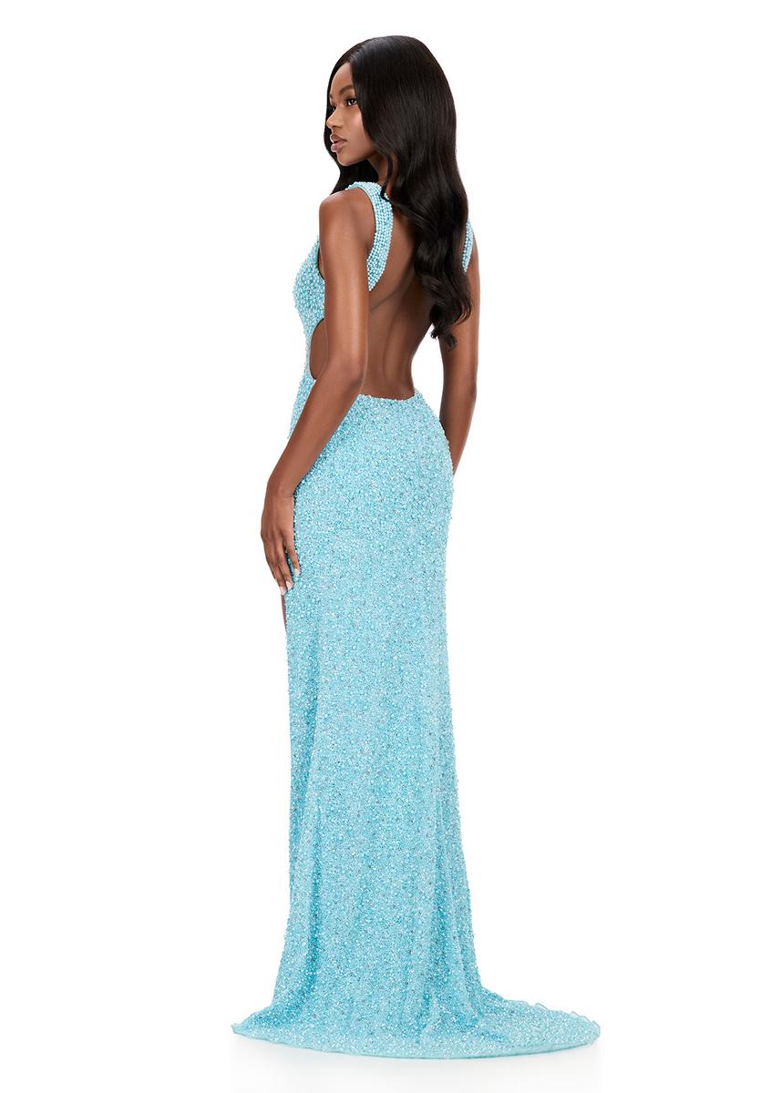 ASHLEYlauren Open Back Fitted Beaded Prom Dress 12243 - Image 12