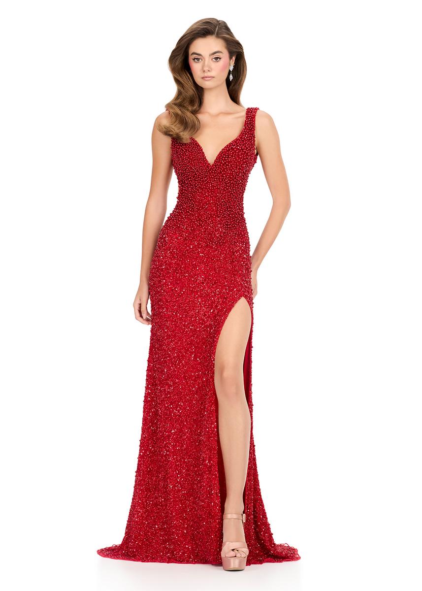 ASHLEYlauren Open Back Fitted Beaded Prom Dress 12243 - Image 13