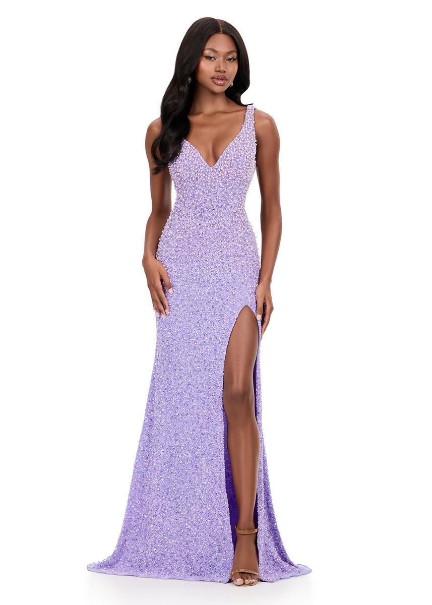 ASHLEYlauren Open Back Fitted Beaded Prom Dress 12243 - Image 9
