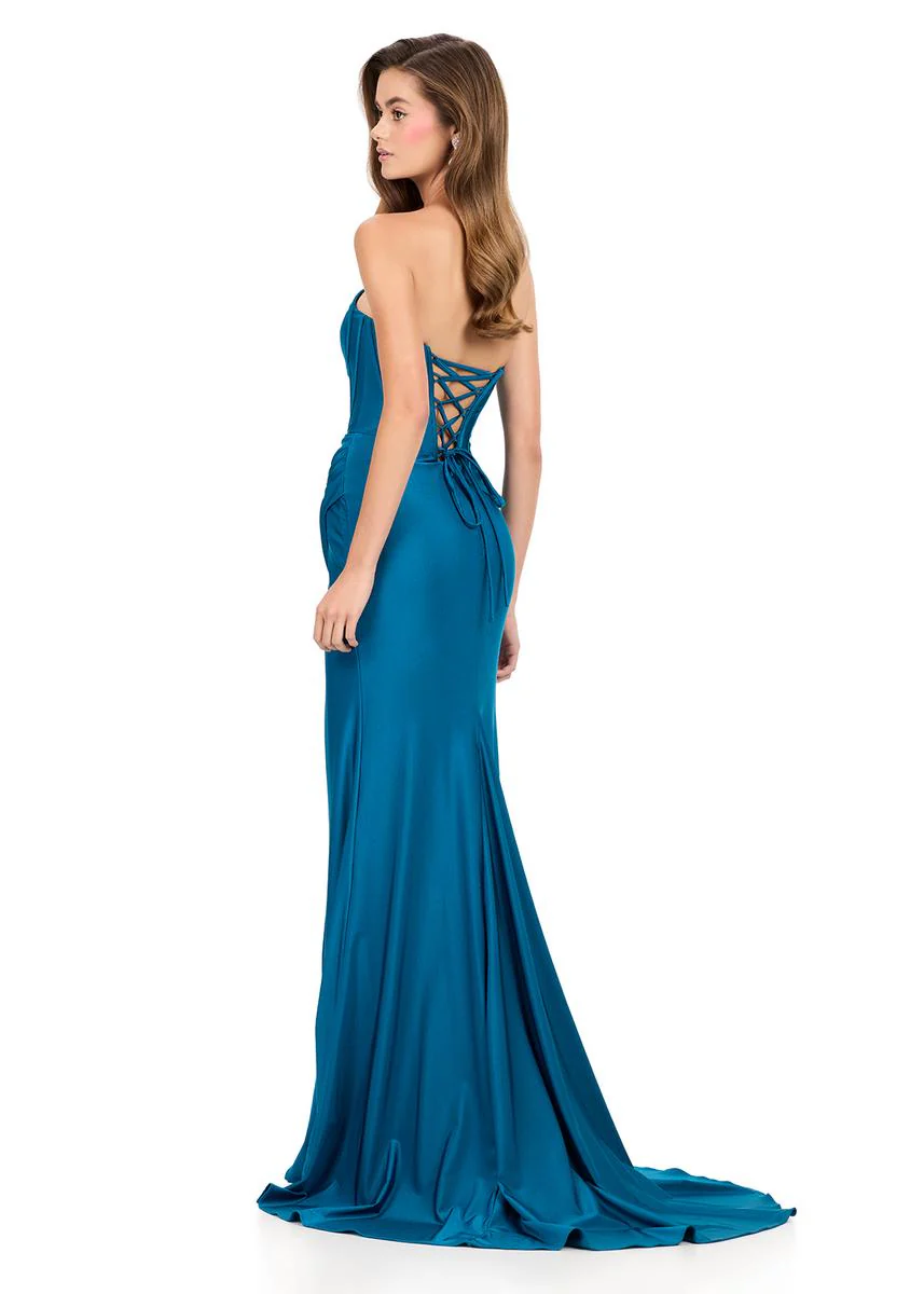 ASHLEYlauren Strapless Plunge Fitted Prom Dress 12247 - Image 2