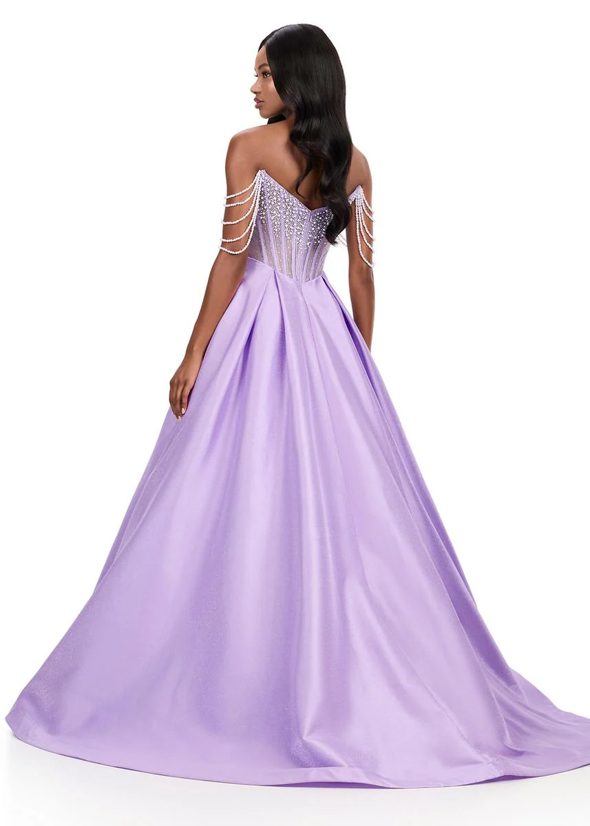 ASHLEYlauren Pearl Beaded Ball Gown 12248 - Image 10
