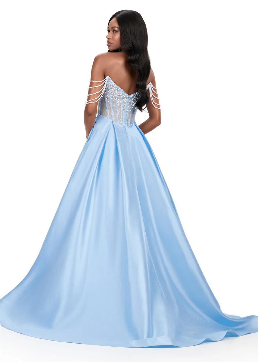 ASHLEYlauren Pearl Beaded Ball Gown 12248 - Image 4