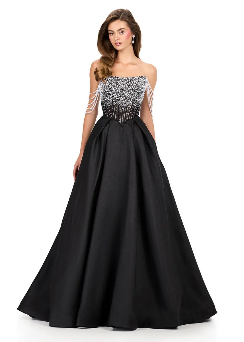 ASHLEYlauren Pearl Beaded Ball Gown 12248 - Image 5