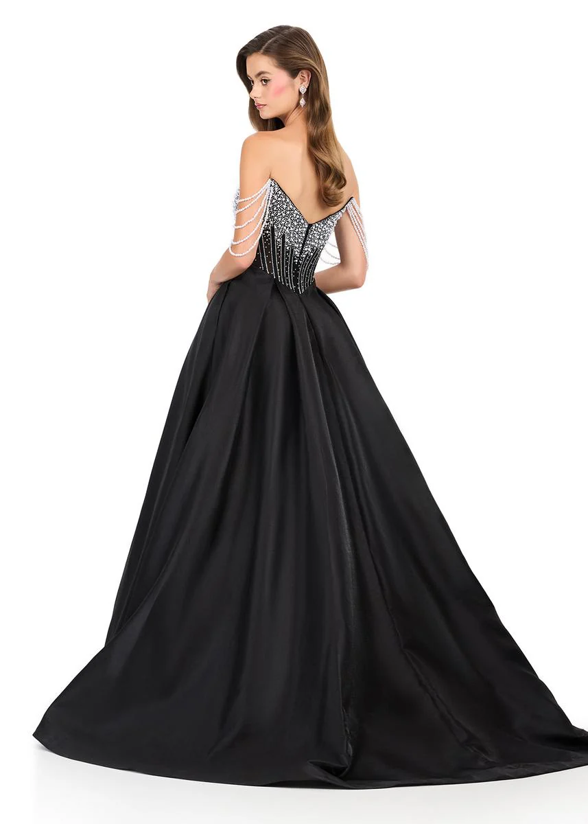 ASHLEYlauren Pearl Beaded Ball Gown 12248 - Image 6