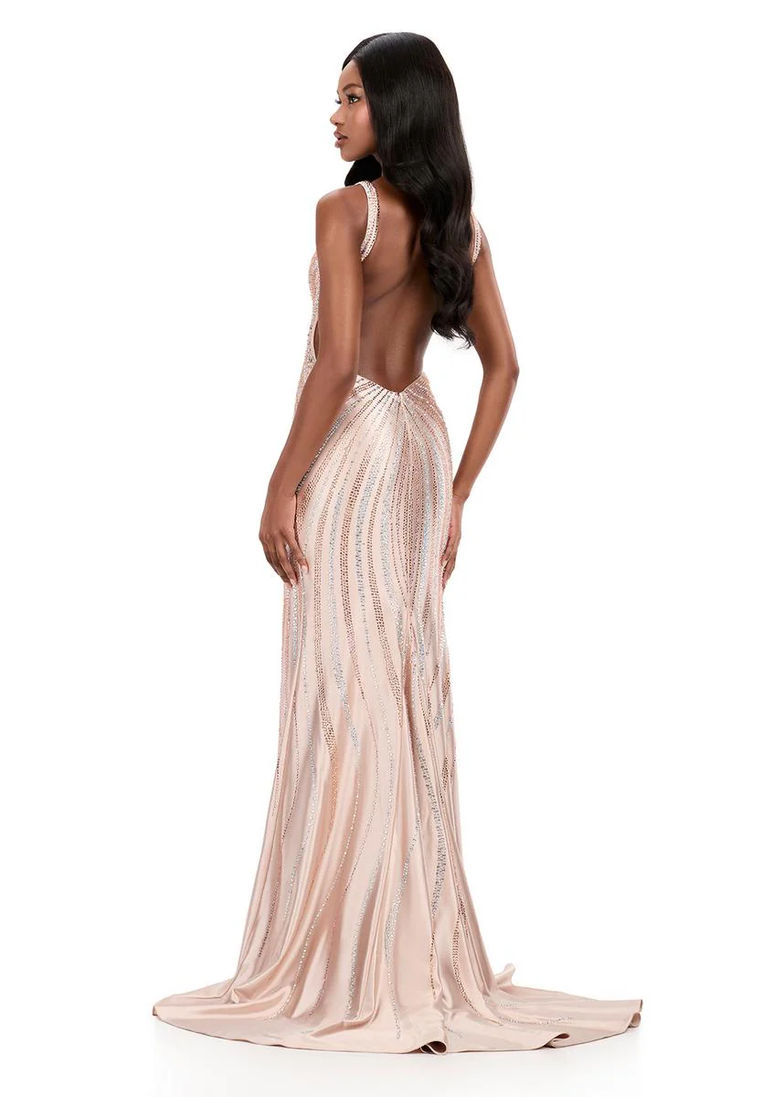 ASHLEYlauren Beaded Open Back Prom Dress 12253 - Image 15