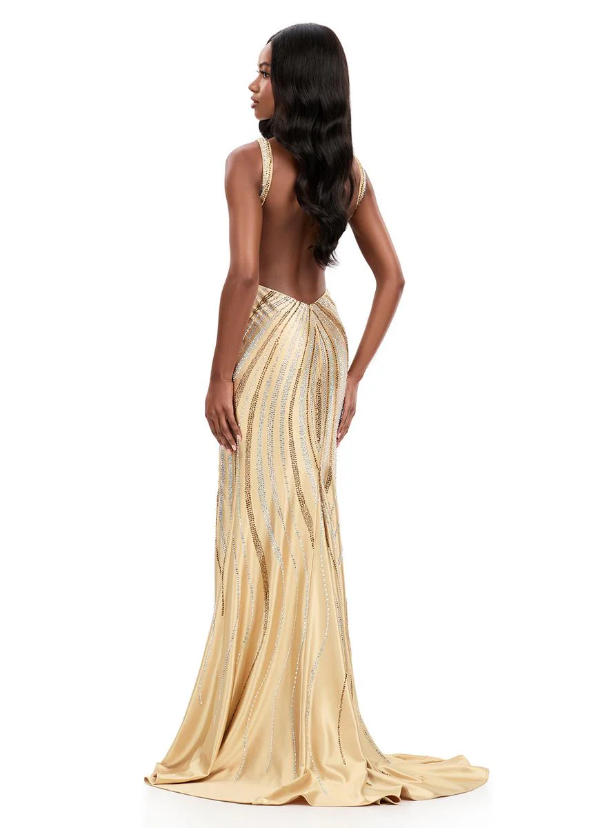 ASHLEYlauren Beaded Open Back Prom Dress 12253 - Image 23