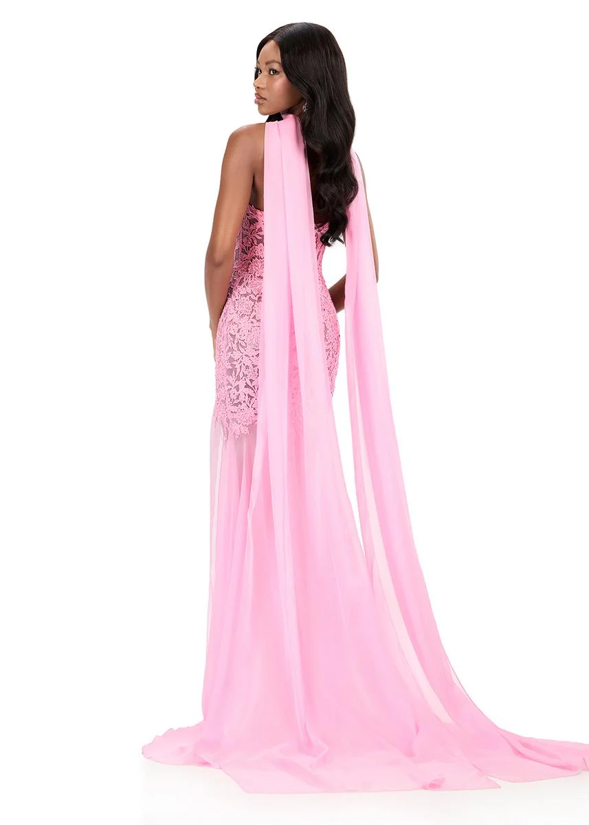 ASHLEYlauren Strapless Fitted Lace Prom Dress 12257 - Image 4