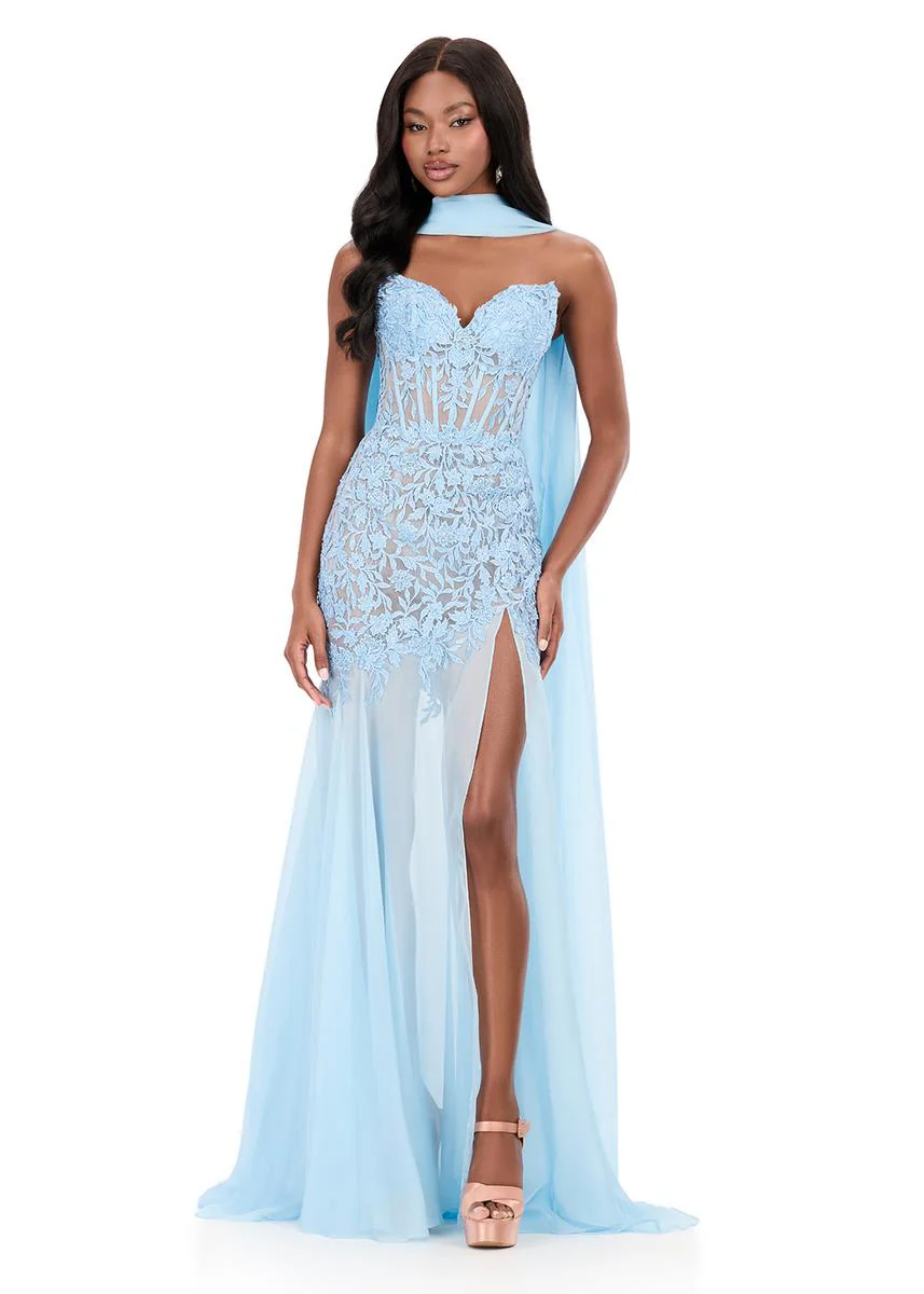 ASHLEYlauren Strapless Fitted Lace Prom Dress 12257 - Image 5