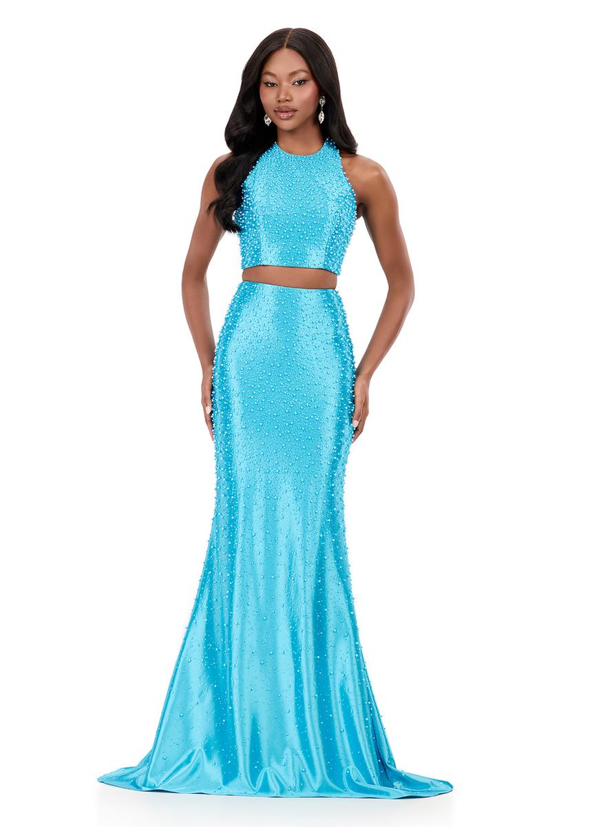 ASHLEYlauren Two Piece Jersey Prom Dress 12261