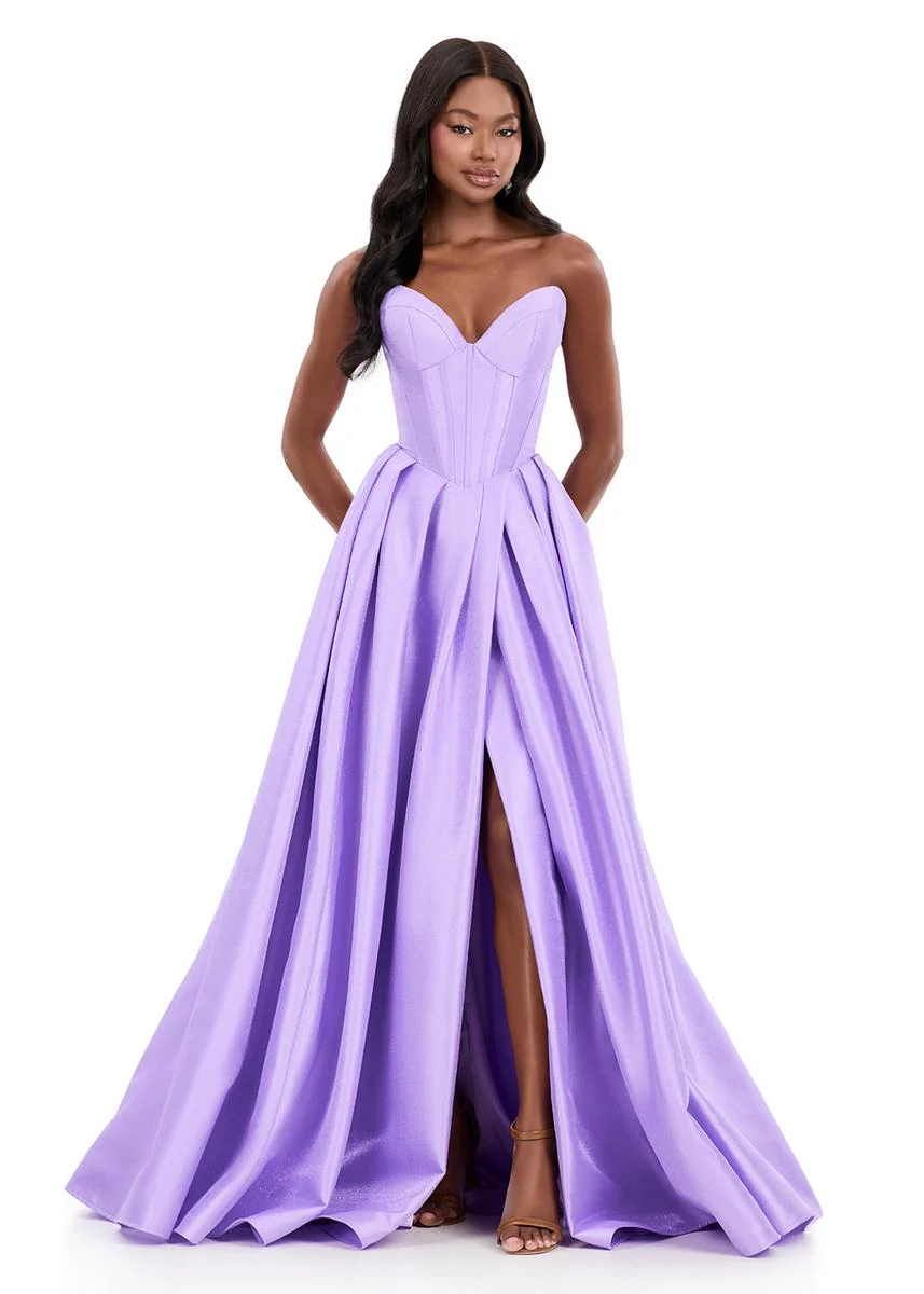 ASHLEYlauren Corset Pleated Ball Gown Dress 12266 - Image 3