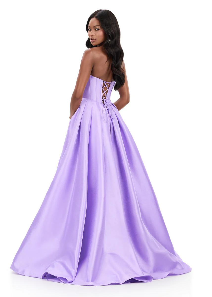 ASHLEYlauren Corset Pleated Ball Gown Dress 12266 - Image 4
