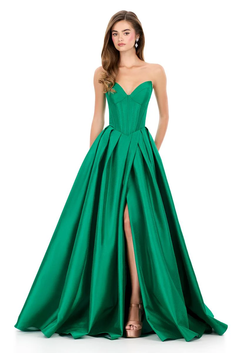 ASHLEYlauren Corset Pleated Ball Gown Dress 12266 - Image 5