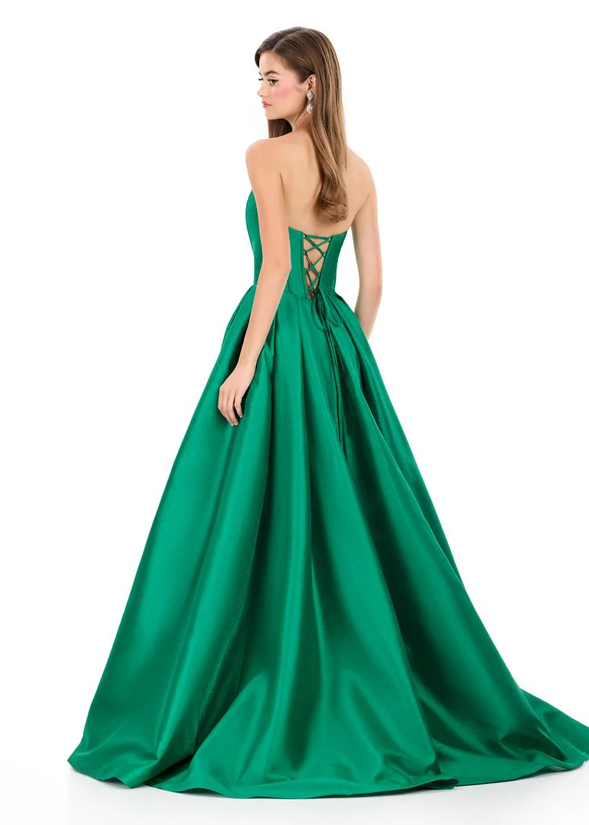ASHLEYlauren Corset Pleated Ball Gown Dress 12266 - Image 6