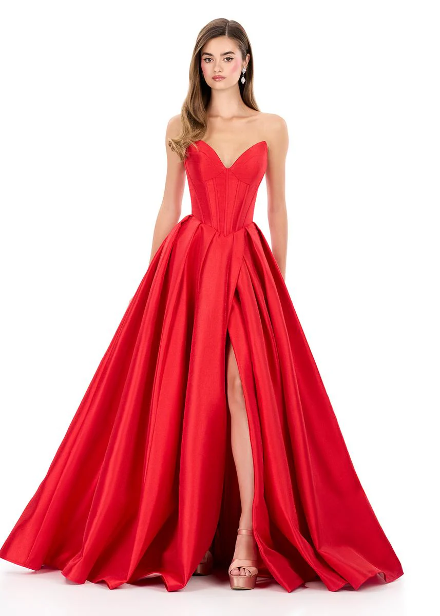 ASHLEYlauren Corset Pleated Ball Gown Dress 12266 - Image 7